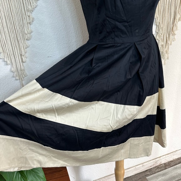 Kate Spade Black and Cream Fit and Flare Midi Dress size 10 - Picture 2 of 7